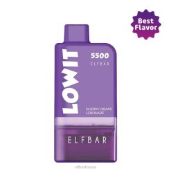 ELFBAR kit de dosettes préremplies lowit 5500 2%nic limonade aux raisins cerises 2PRT135 dosette de limonade aux raisins cerises + batterie violette