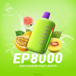 ELFBAR vape jetable nouvelles bouffées ep8000 2PRT60 kiwi fruit de la passion goyave